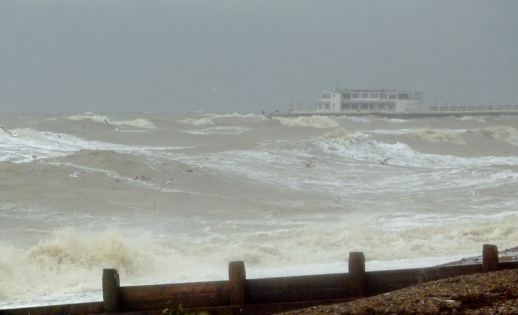 Turbulent seas near Worthing West Sussex