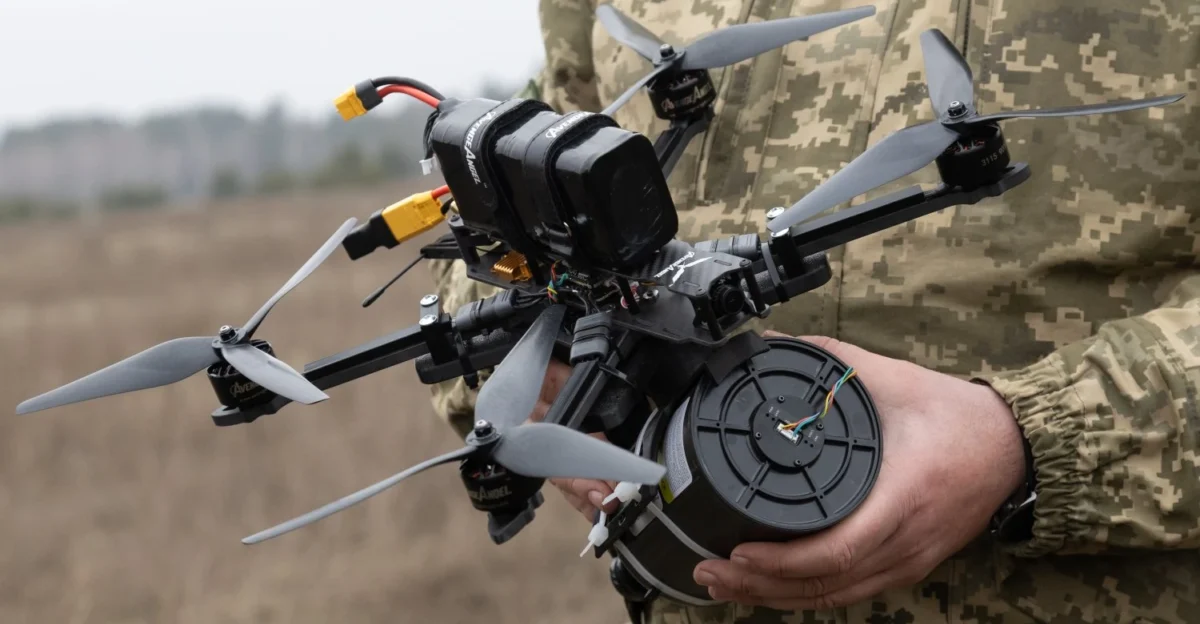 Ukrainian FPV drone with fiber-optic communication channel