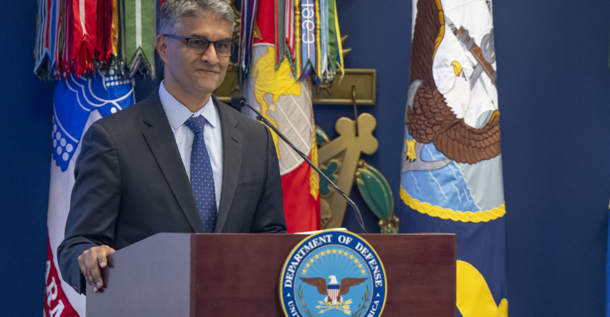 The official performing the duties of the Under Secretary of Defense for Personnel and Readiness Ashish S. Vazirani speaks at a Department of Defense suicide prevention recognition ceremony at the Pentagon, Washington, D.C., Sept. 19, 2024. (DoD photo by U.S. Air Force Senior Airman Madelyn Keech)