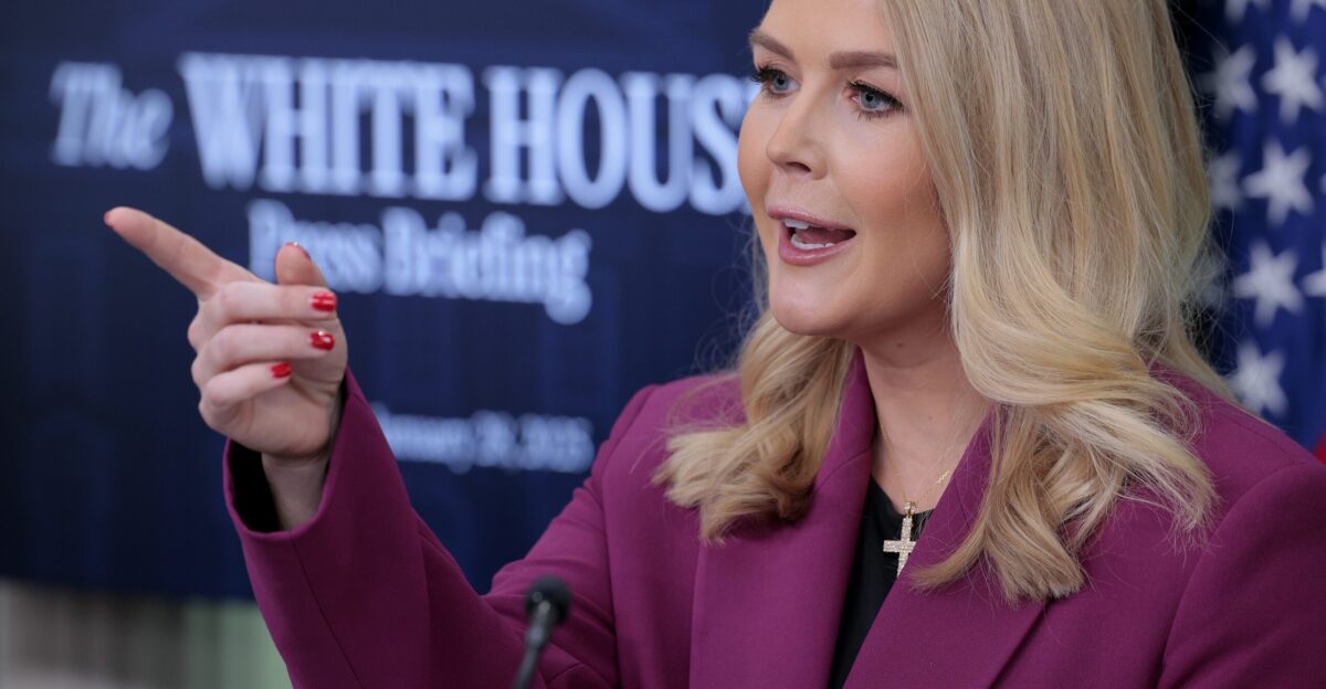 Karoline Leavitt youngest White House press secretary takes to