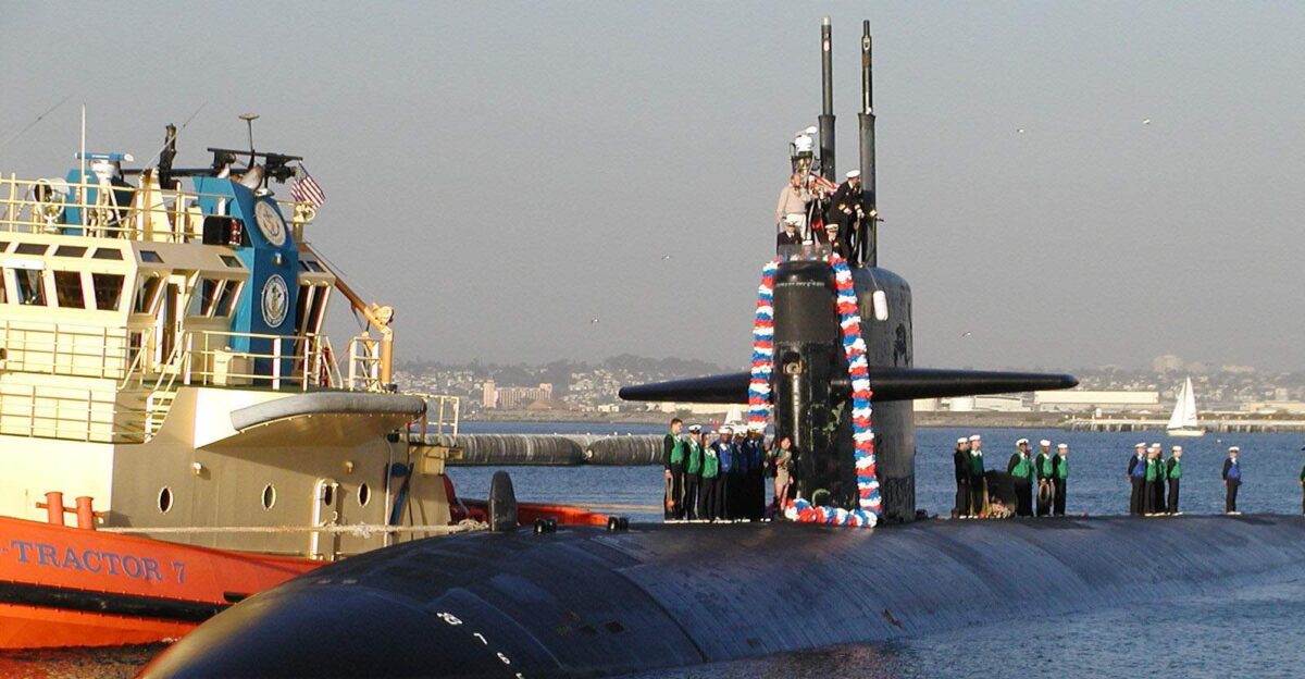 Naval Base Point Loma 16 December 2003 - en USS Helena SSN-725 returned to its homeport of en San Diego following a six-month Western Pacific deployment Helena earned the Commander Submarine Squadron 11 Battle E and Supply Blue E U S Navy photo by JOC SCW Robert Feinberg Source 1