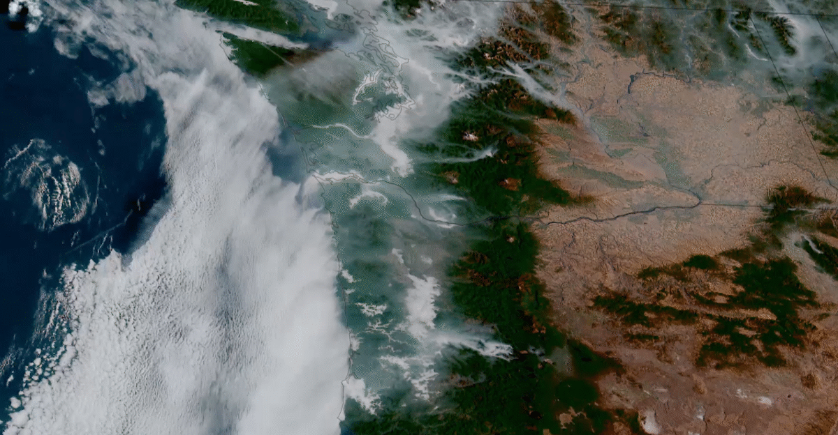 This GOES-18 GeoColor image shows valley fog fading as smoke persists along the Pacific Northwest coast on Oct 17 2022 As cooler temperatures descend across parts of North America NOAA satellites observed fires erupting in the Pacific Northwest this month Warm dry and windy conditions brought some of the driest October weather conditions to the region increasing the risk of wildfires Since Jan 1 2022 56 710 wildfires have burned 7 022 627 acres around the country This is the most wildfires reported to date in the past 10 years Currently there are more than 333 213 acres burning across Oregon the largest total area of any state NOAA satellites provide potentially life-saving information in a dynamic fire environment GOES East and GOES West frequently detect fires before they are spotted on the ground which is particularly important in remote areas The satellites also track fires in real-time identify and track smoke and determine a fire s size and temperature Suomi-NPP and NOAA-20 detect smaller and lower-temperature fires and provide nighttime fire detection The data from these satellites are also critical to smoke models used by fire crews first responders and air traffic controllers As conditions remain warm and dry NOAA satellites stay on watch for wildfires Learn how NOAA satellites are monitoring fire conditions in this week s EarthFromOrbit