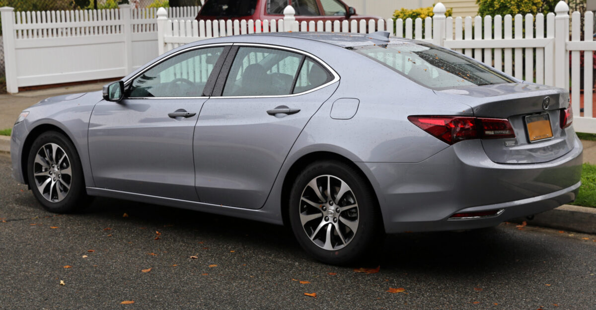 A 2015 Acura TLX with the 2 4 liter inline-four coupled to an eight-speed dual-clutch transmission DCT and front-wheel drive