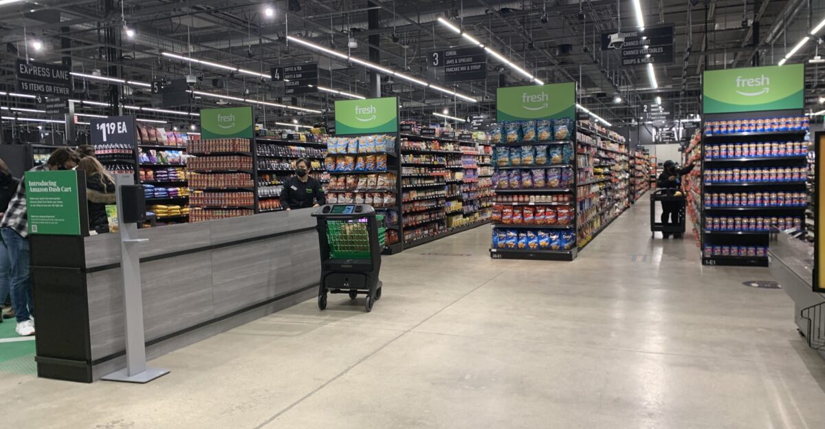 Inside of Amazon Fresh store