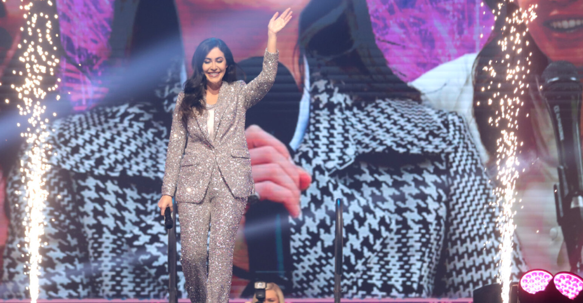 U.S. Congresswoman-elect Anna Paulina Luna speaking with attendees at the 2022 AmericaFest at the Phoenix Convention Center in Phoenix, Arizona.