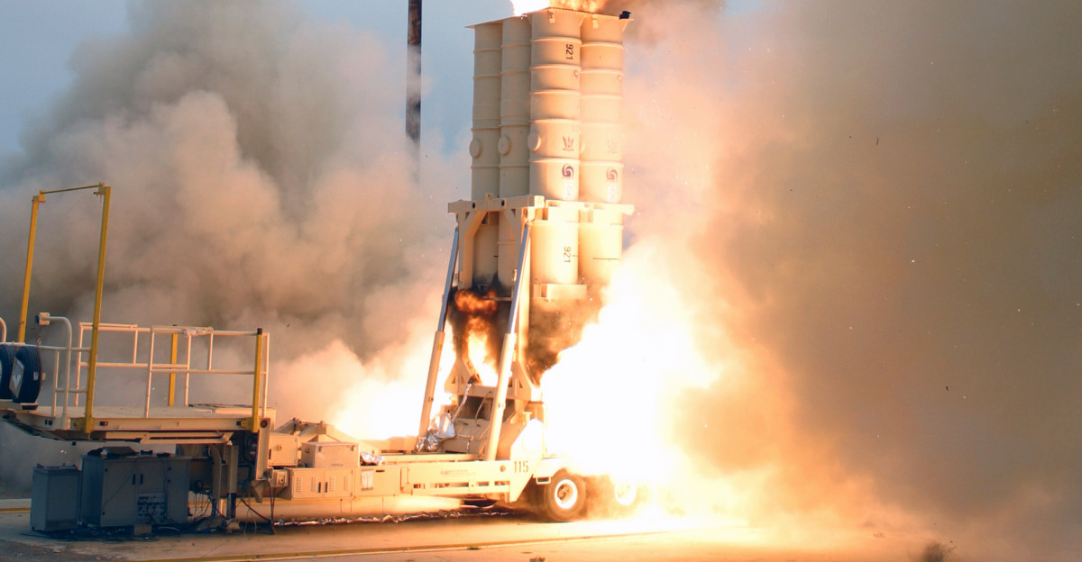 Arrow anti-ballistic missile launch Original image caption 040729-N-0000X-001 Point Mugu Calif July 29 2004 - An Arrow anti-ballistic missile is launched as part of the on going United States Israel Arrow System Improvement Program ASIP The missile successfully intercepted a short-range target during tests at the Point Mugu Sea Range in Calif This was the twelfth Arrow intercept test and the seventh test of the complete Arrow system The objective of the test was to demonstrate the Arrow system s improved performance against a target that represents a threat to Israel The test represented a realistic scenario that could not have been tested in Israel due to test-field safety restrictions U S Navy photo RELEASED