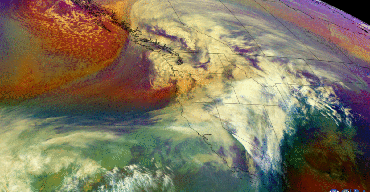 A strong atmospheric river arrives in the Pacific Northwest bringing heavy precipitation