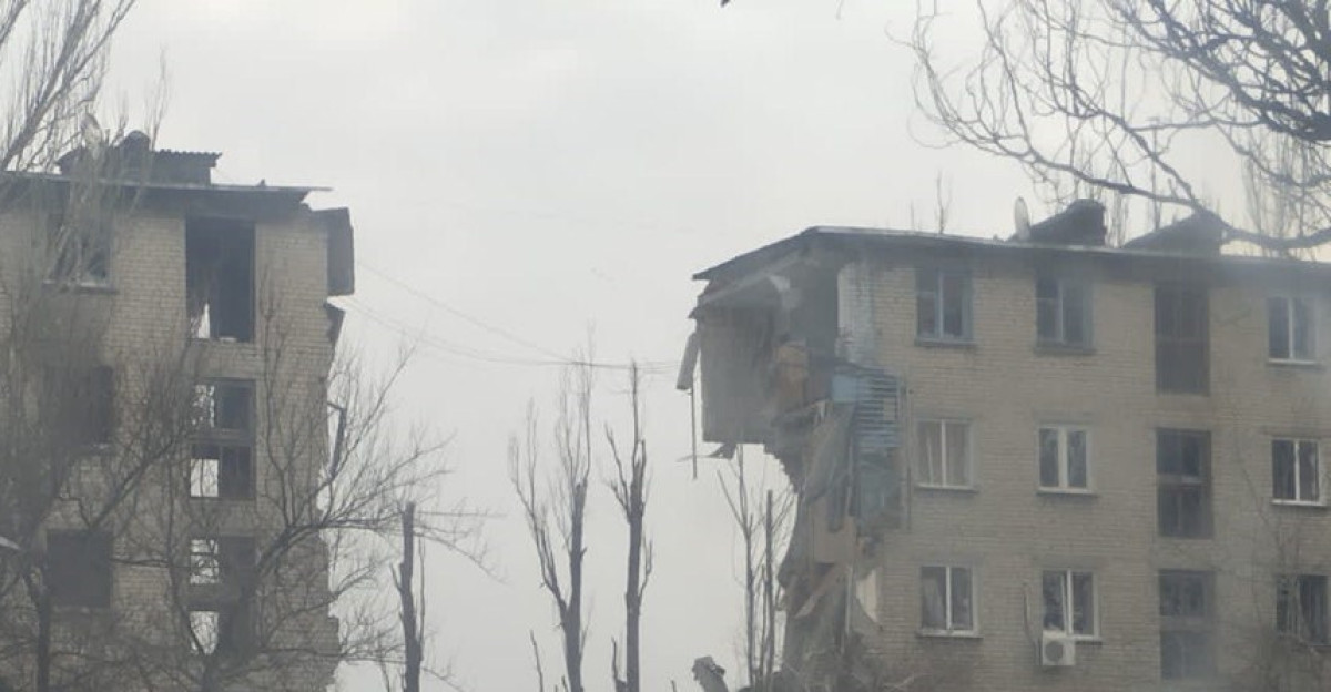 Residential building in Avdiivka city Donetsk region of Ukraine after Russian shelling and airstrikes on the city on 17 March 2023 an article