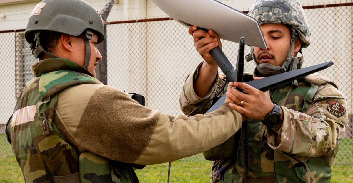 U S Air Force Airmen assigned to the 18th Communication Squadron set up a satellite during a no-notice communication outage exercise for the 18th Wing in support of a base-wide routine readiness exercise at Kadena Air Base Jan 13 2025 Maintaining readiness is essential to generating credible deterrence in an increasingly complex and highly demanding environment U S Air Force photo by Airman 1st Class Catherine Daniel