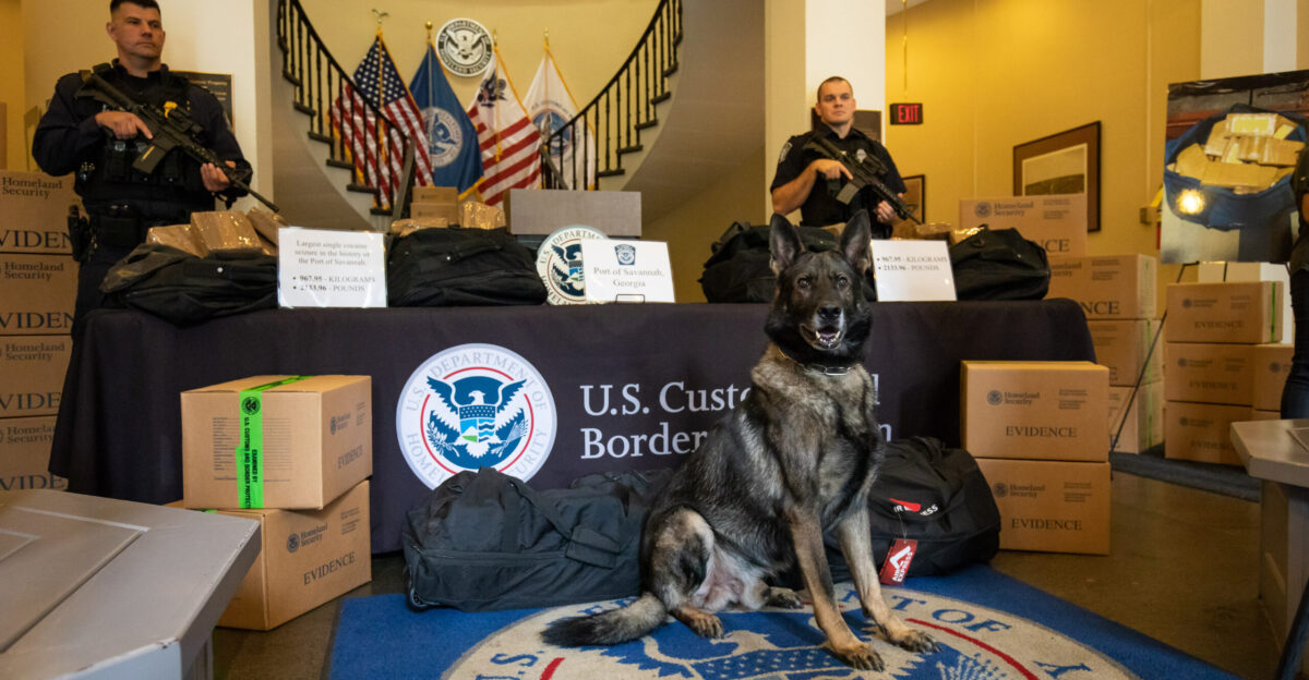 On November 5 U S Customs and Border Protection officers at the Port of Savannah Ga announced a port-record 2 133 pound seizure of cocaine that occurred October 29 2019 Over a ton of cocaine was found in a container of scrap aluminum and copper being shipped from South America to Europe Chris Kennally Area Port Director Savannah addressed members of the press at Custom House