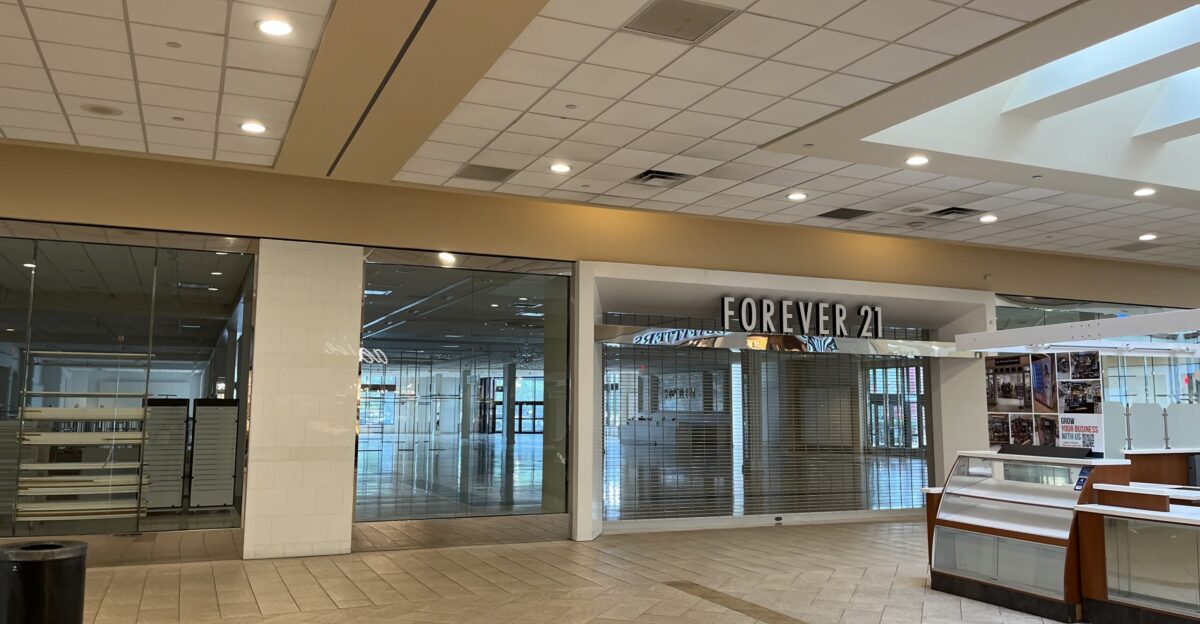 A closed and empty Forever 21 store in Patrick Henry Mall Newport News Virginia