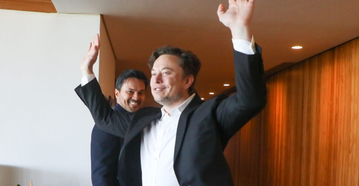 Porto Feliz - SP 20 05 2022 Ministro das Comunica es F bio Faria durante evento de Conectividade e Prote o da Amaz nia com Elon Musk Foto Cleverson Oliveira Mcom