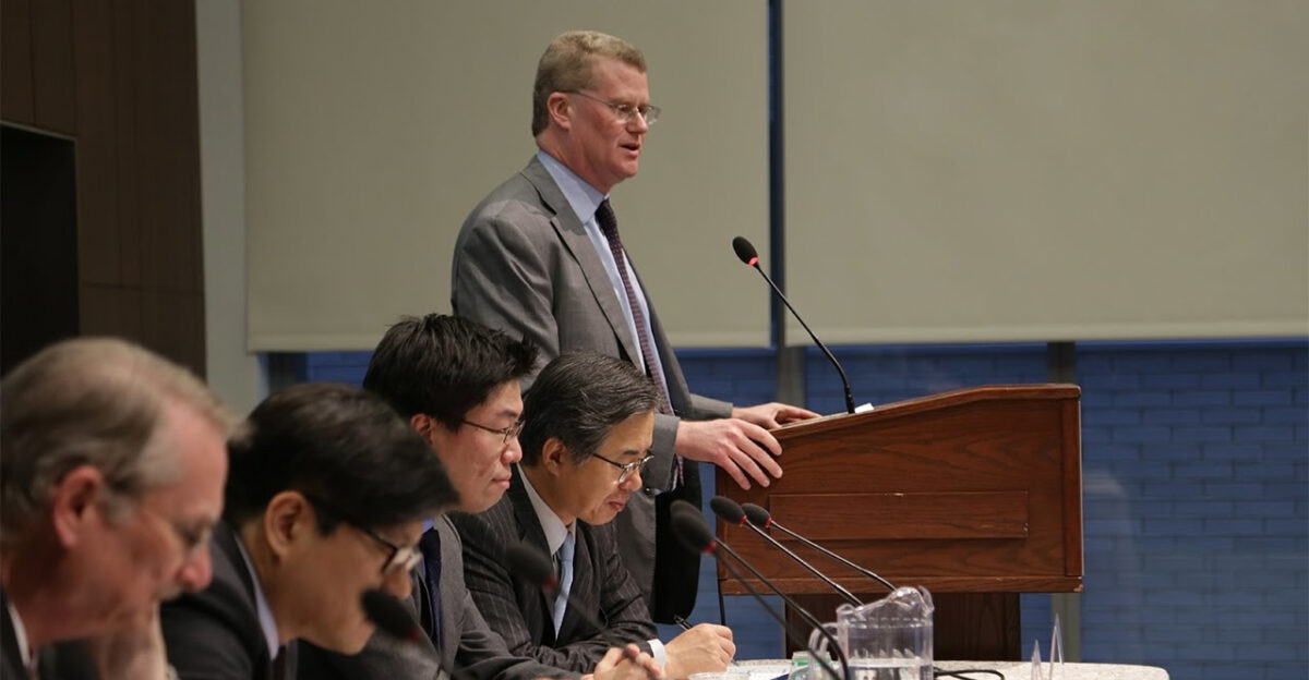 David Asher speaking at a conference entitled Iran Nuclear Deal and Its Implications to North Korea A CSIS Korea Chair and Asan Institute for Policy Studies Seminar