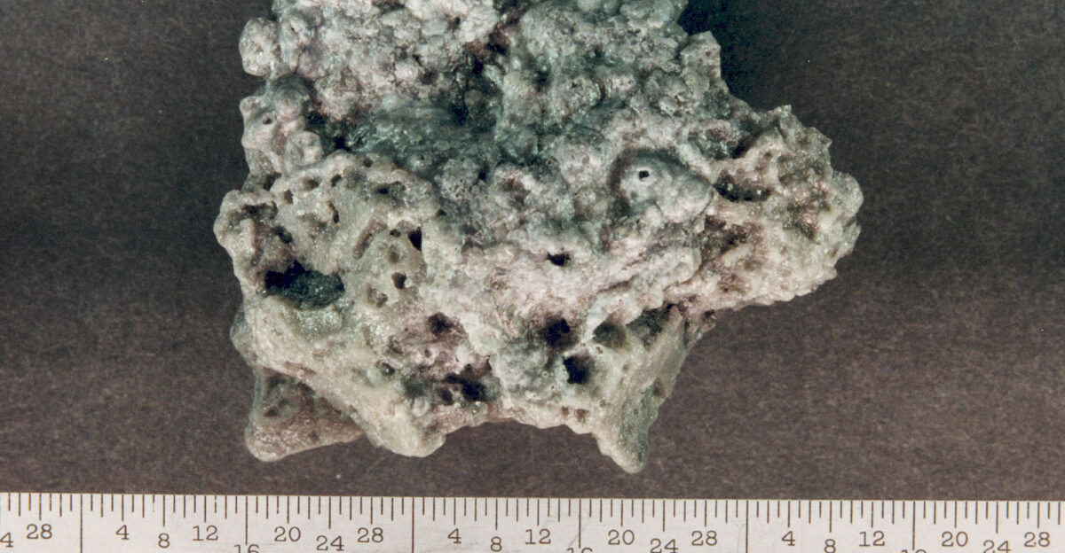 Space Debris Solid rocket motor SRM slag Aluminum oxide slag is a byproduct of SRMs Orbital SRMs used to boost satellites into higher orbits are potentially a significant source of centimeter sized orbital debris This piece was recovered from a test firing of a Shuttle solid rocket booster