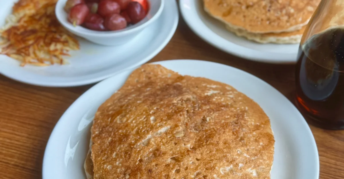 Denny s Plant-Based Pancake Slam - Bite-Sized Beet