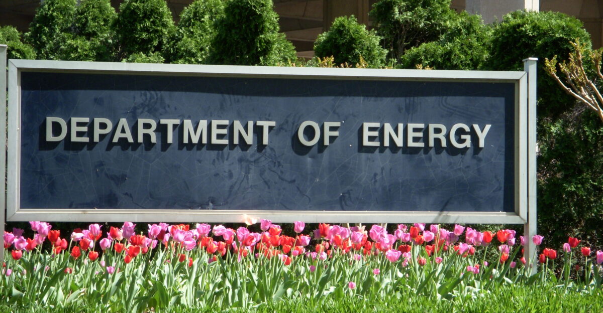 Sign at the James V Forrestal Building - for the headquarters of the United States Department of Energy DOE in Southwest Washington D C
