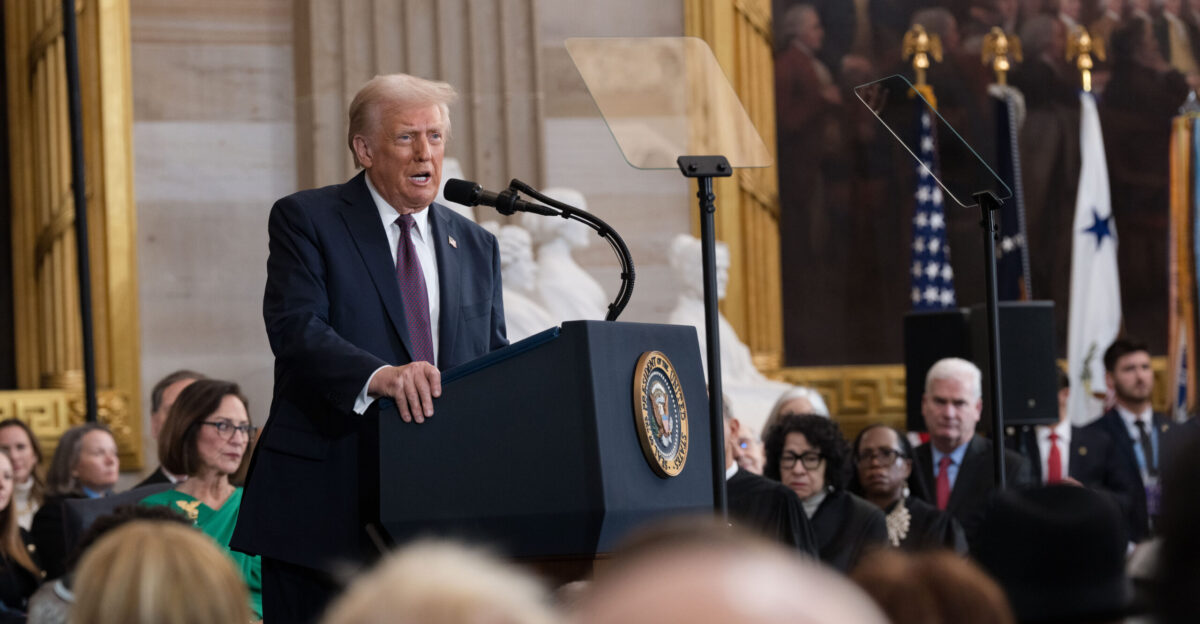 President Donald Trump delivers his second inaugural address