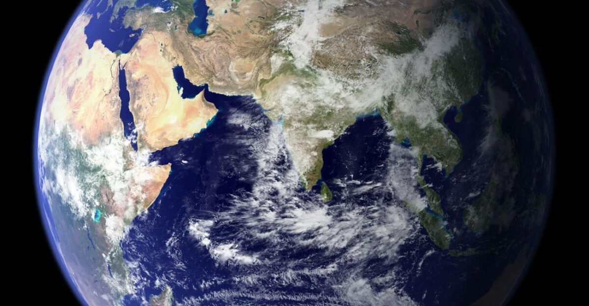 Detailed view of Earth from space highlighting continents and oceans