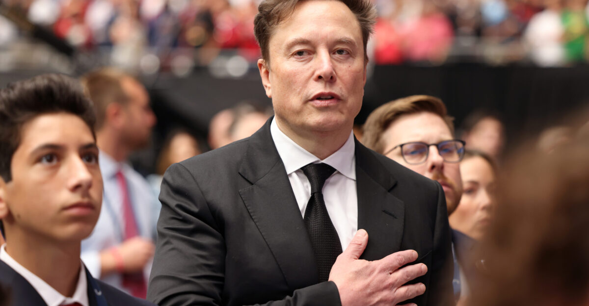 Elon Musk at the Memorial for Charlie Kirk at State Farm Stadium in Glendale Arizona
