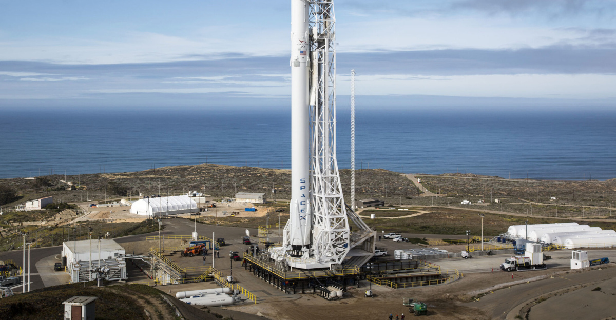 Falcon 9 Vertical At Vandenberg Air Force Base