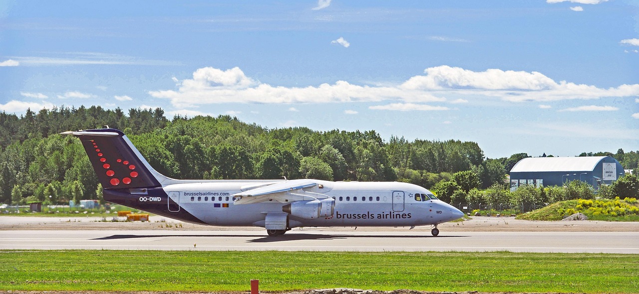 cityjet four-beam runway stockholm-bromma brussels airlines belgian landing roll out stockholm sweden airport close to town jet aviator plane passenger machine capital shuttle avro rj city-airport brussels airlines brussels airlines brussels airlines brussels airlines brussels airlines