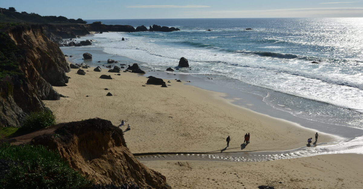 Garrapata Beach seen from the Garrapata Trail on the bluffs above Garrapata State Park California Outlet of Doud Creek
