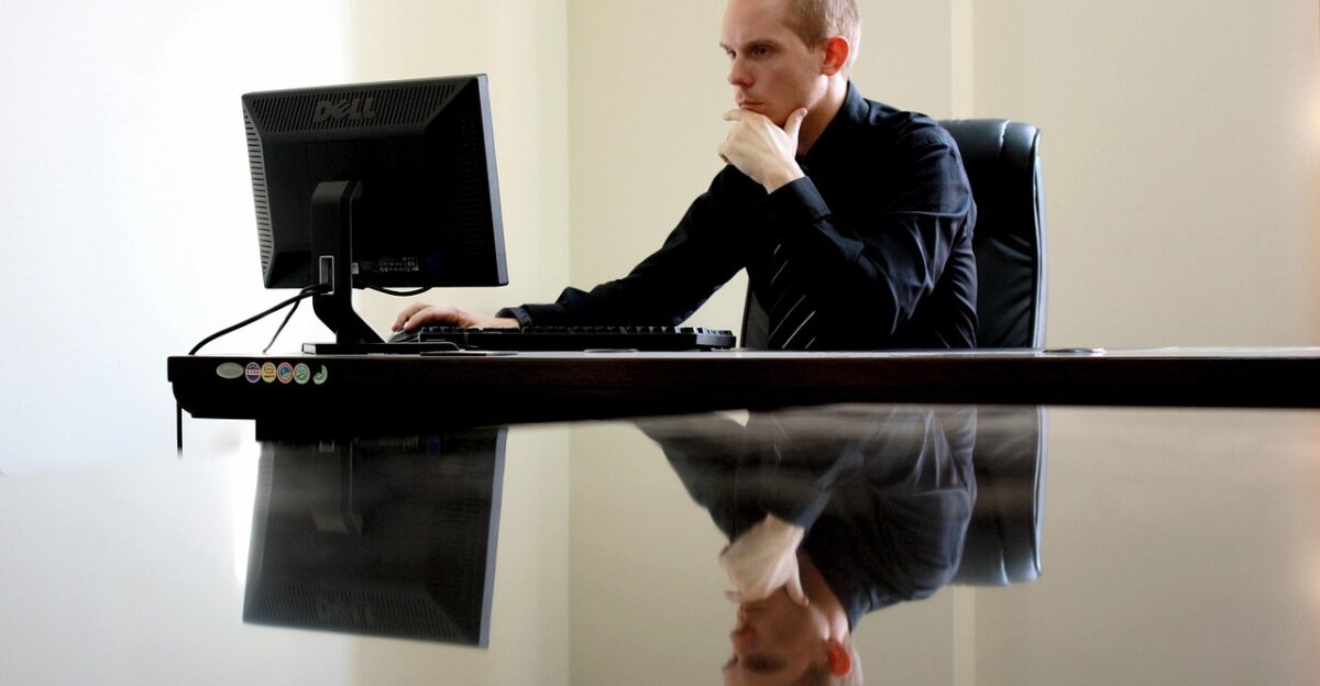 business businessman chair computer desk desktop entrepreneur man monitor reflection thinking work working business business business businessman thinking thinking thinking thinking thinking work