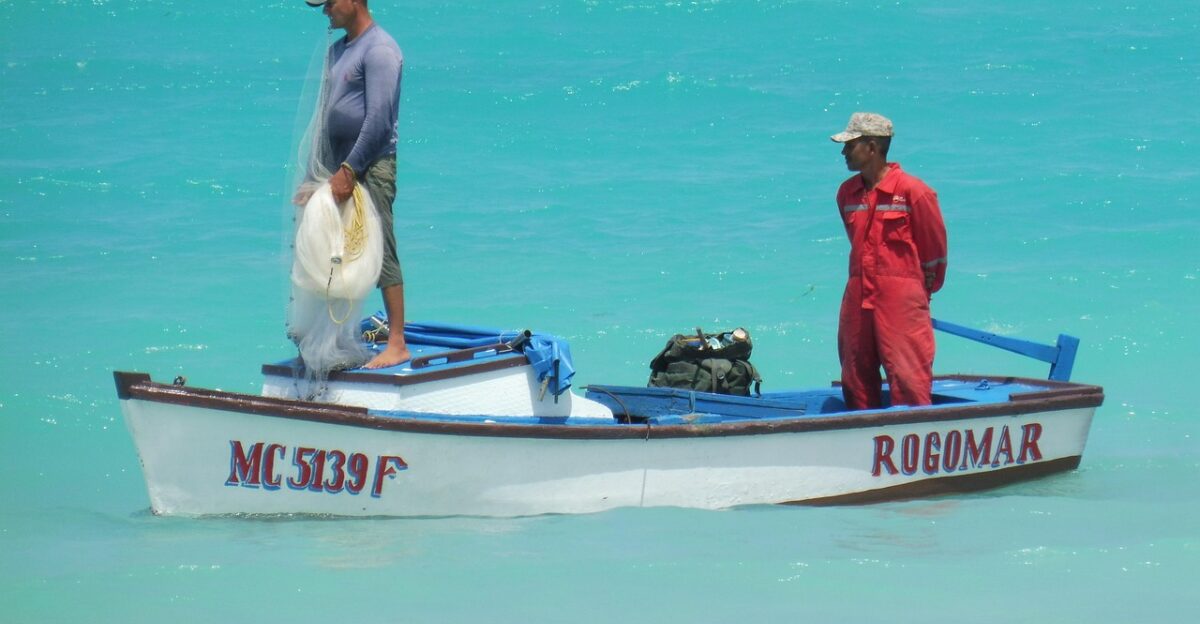 boat fisherman fishing sea nature water fishing boat caribbean cuba turquoise