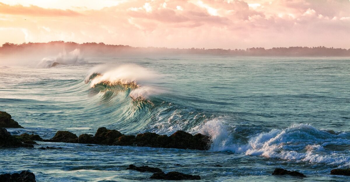 coast waves beach ocean sea seascape ocean waves nature horizon clouds sky sunset spray tropical