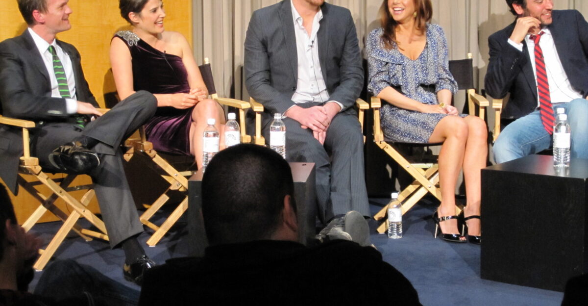 The cast of the US television show How I Met Your Mother at the 100th episode celebration at the Paley Centre From left Neil Patrick Harris Cobie Smulders Jason Segel Alyson Hannigan and Josh Radnor