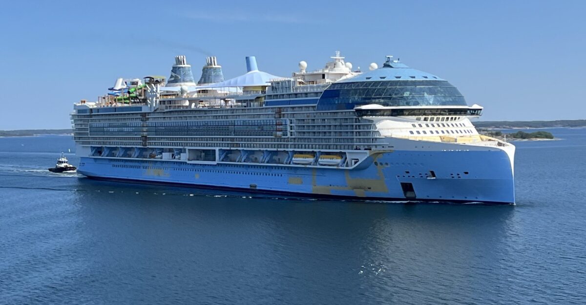 Icon of the Seas on its first sea trial outside Turku Finland