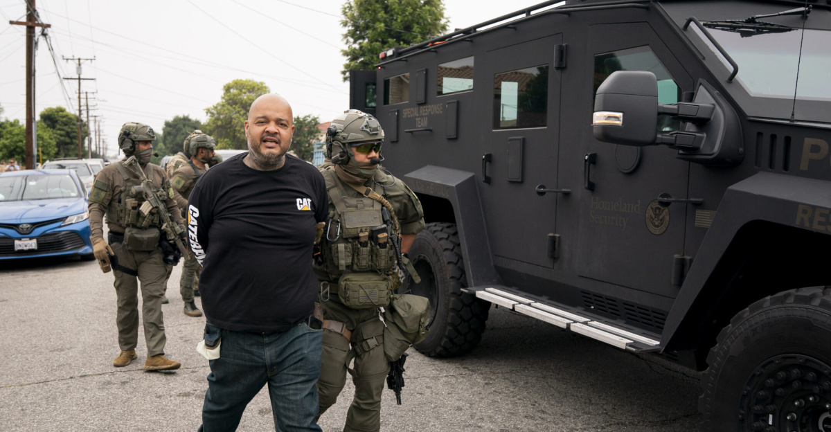Department of Homeland Security (DHS) Secretary Kristi Noem participates in U.S. Immigration and Customs Enforcement (ICE) Enforcement and Removal Operations (ERO) in Los Angeles, California, June 12, 2025. (DHS photo by Tia Dufour)