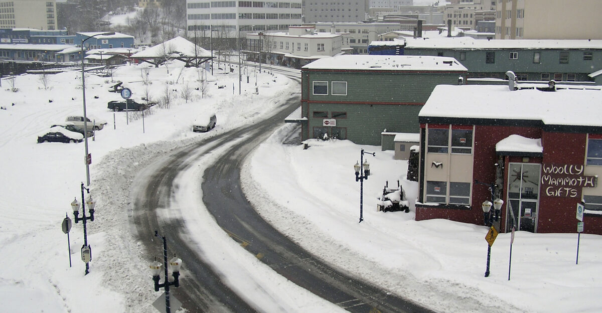 End of Egan Drive Juneau Snowy roads - Southeast Alaska