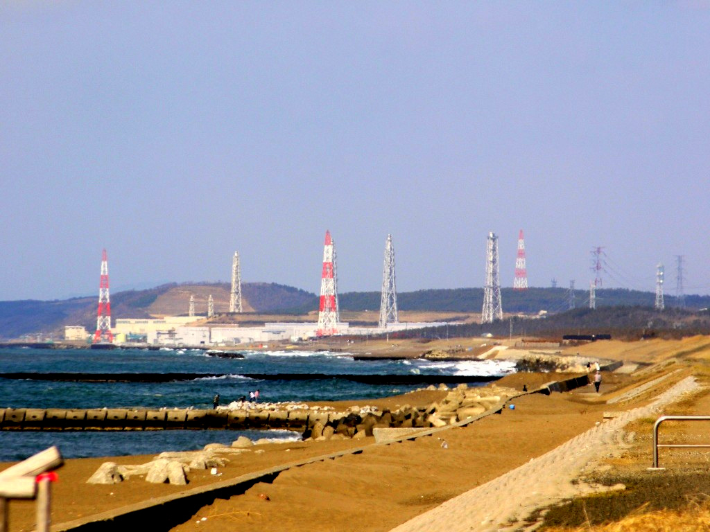 The Kashiwazaki-Kariwa Nuclear Power Plant taken from the south beach in the central seaside resort in Kashiwazaki Niigata Japan