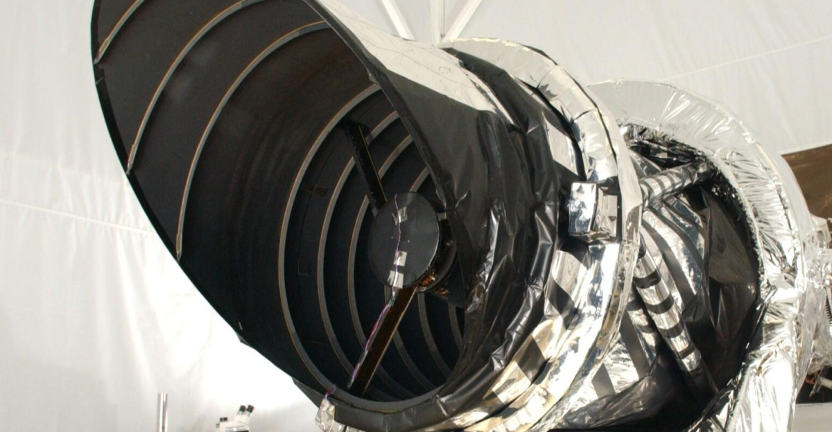 HiRISE camera of the Mars Reconnaissance Orbiter (NASA).
Original description: The high resolution imaging science experiment (Hirise) is one of six science instruments for NASA's Mars Reconnaissance Orbiter. The orbiter is scheduled for launch in August 2005. This instrument is designed to produce the most detailed pictures of Mars ever taken from orbit, revealing surface details as small as a meter (3 feet) across. In this photograph, a worker at Ball Aerospace and Technology Corp., Boulder, Colo., prepares the instrument before it is shipped for attachment to the spacecraft