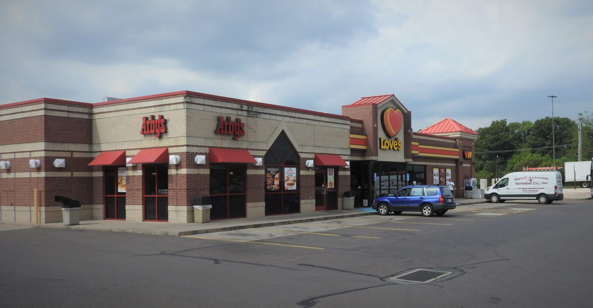 Looking north at Arby's and Love's