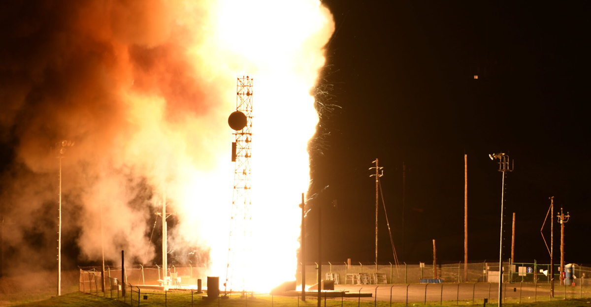 An Air Force Global Strike Command unarmed Minuteman III intercontinental ballistic missile launches during an operation test at 11:49 p.m. PT Feb. 23, 2021, at Vandenberg Air Force Base, Calif. ICBM test launches demonstrate the U.S. nuclear enterprise is safe, secure, effective and ready to defend the United States and its allies. ICBMs provide the U.S. and its allies the necessary deterrent capability to maintain freedom to operate and navigate globally in accordance with international laws and norms. (U.S. Space Force photo by Tech. Sgt. Brittany E. N. Murphy)