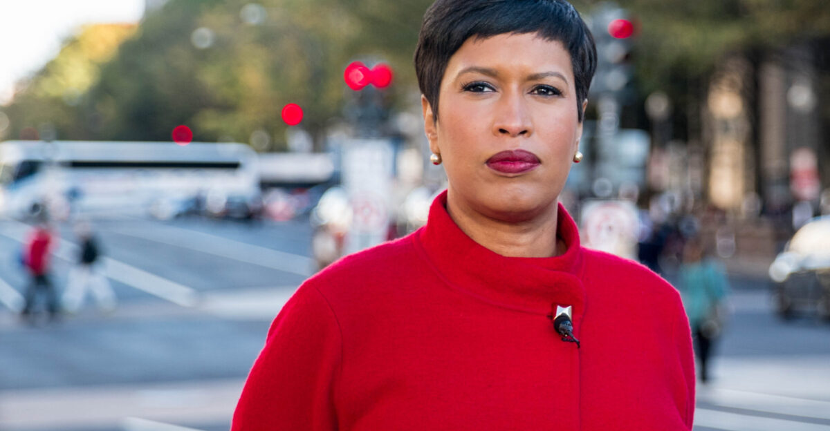 Muriel Bowser the eighth Mayor of the District of Columbia speaking for a video shoot at Freedom Plaza