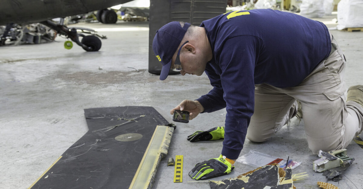 NTSB investigators continue their investigation of a midair collision of a PSA Airlines Bombardier CRJ700 airplane and Sikorsky UH-60 military helicopter