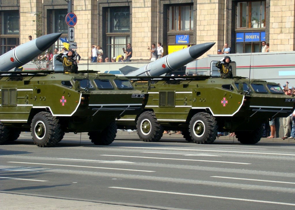 Ukrainian OTR-21 Tochka missiles during the Independence Day parade in Kiev Ukraine in 2008