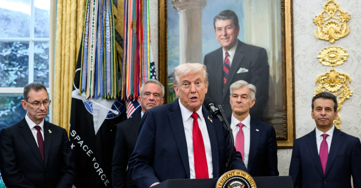 President Donald Trump makes an announcement on drug pricing Tuesday September 30 2025 in the Oval Office Official White House Photo by Joyce N Boghosian