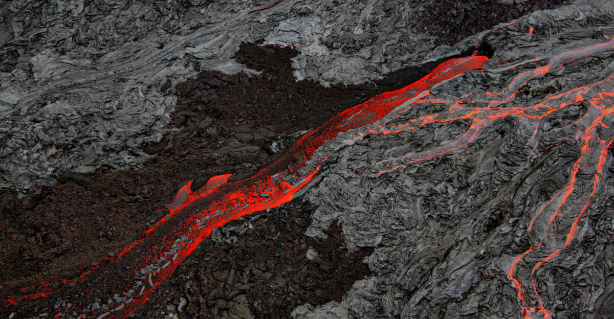 P hoehoe Lava and A flows at The Big Island of Hawaii The picture was taken from a helicopter