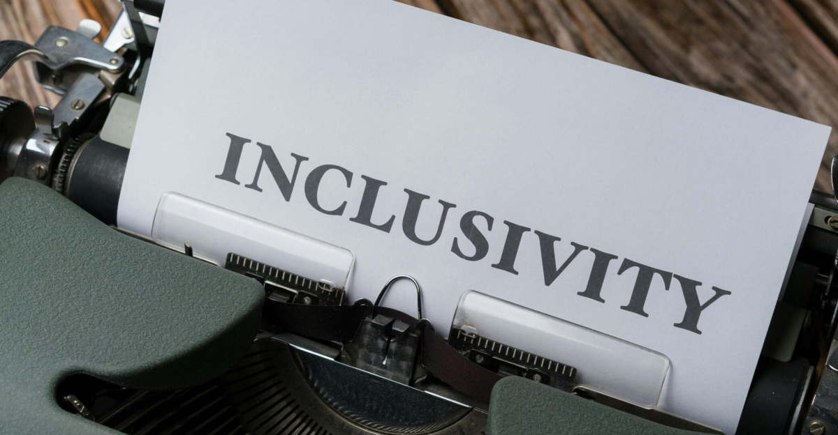 A vintage typewriter featuring a paper with the word 'Inclusivity,' symbolizing acceptance and diversity.