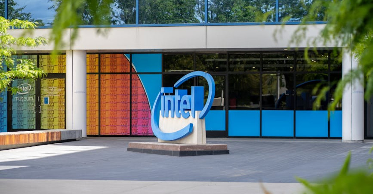 Exterior view of Intel s headquarters with logo in San Jos California