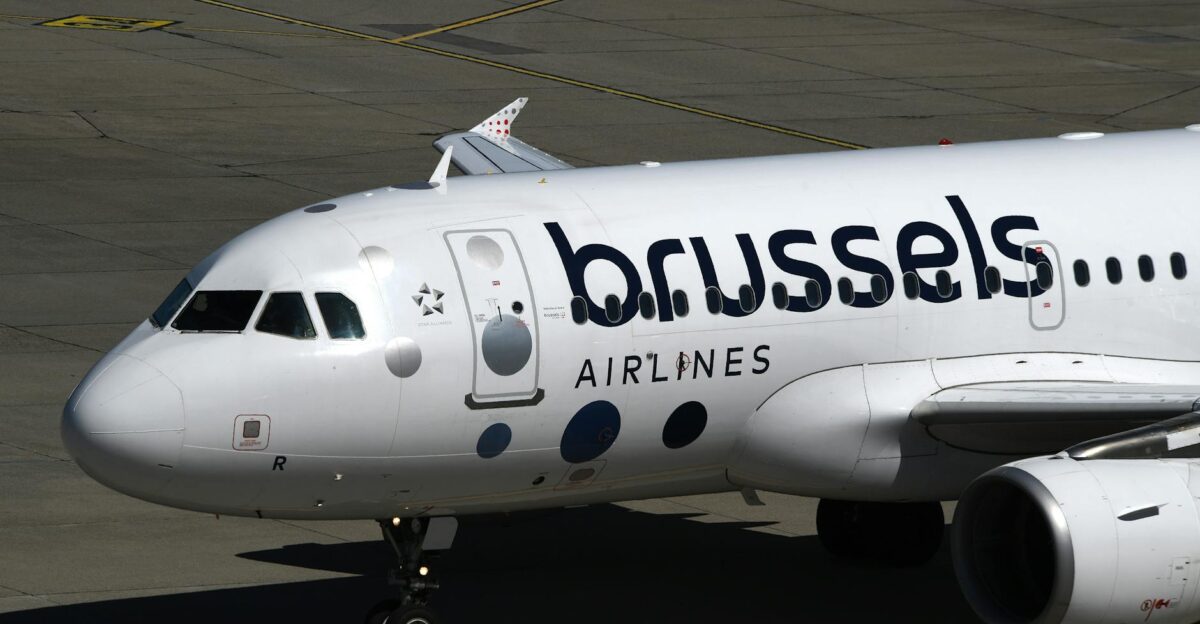 Close-up of a Brussels Airlines plane on the runway in Geneva Switzerland