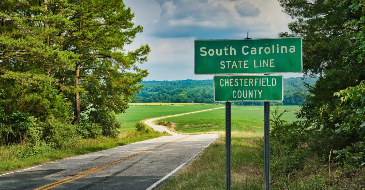 South Caroline State Line street sign