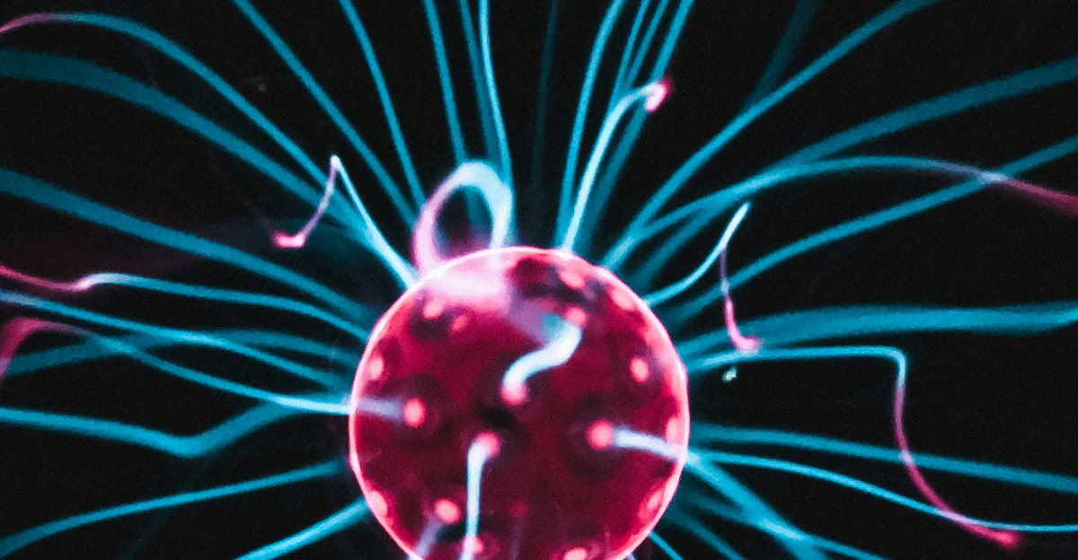 a close up of a red and blue object