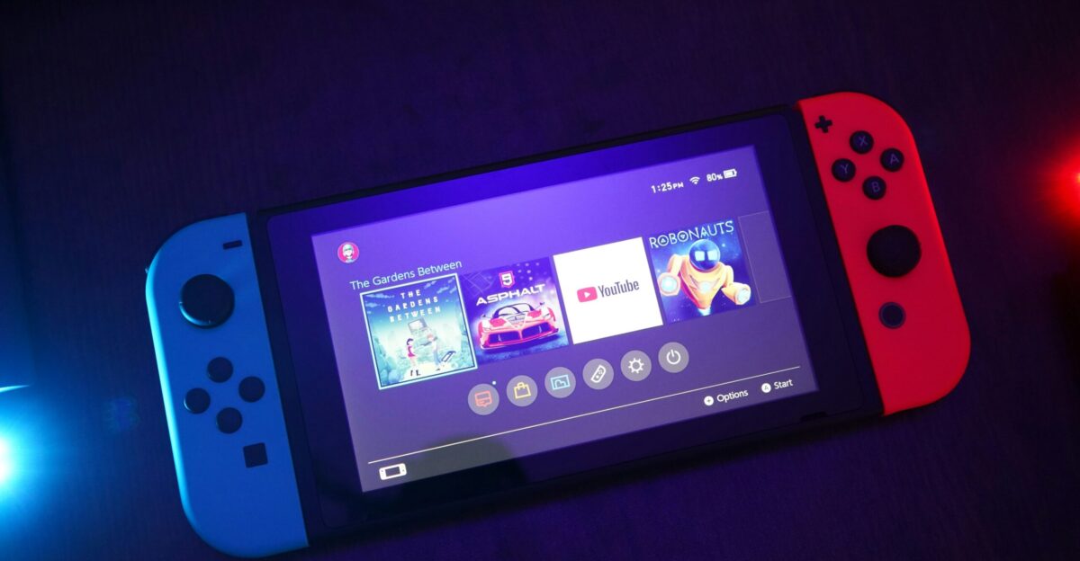 Nintendo Switch console turned on with Joy-Con controls