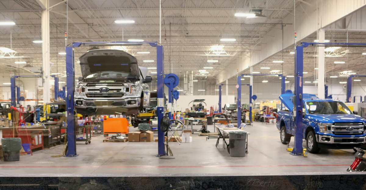 black car in a garage