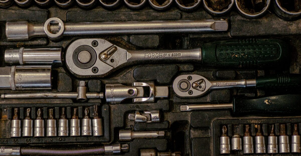 black and silver hand tool set